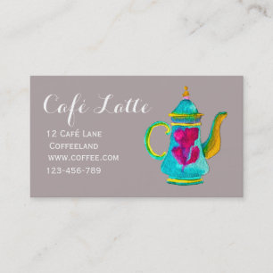 Modern cafe tea shop teapot business card