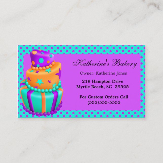 Modern Cake Bakery Business Cards (Front)