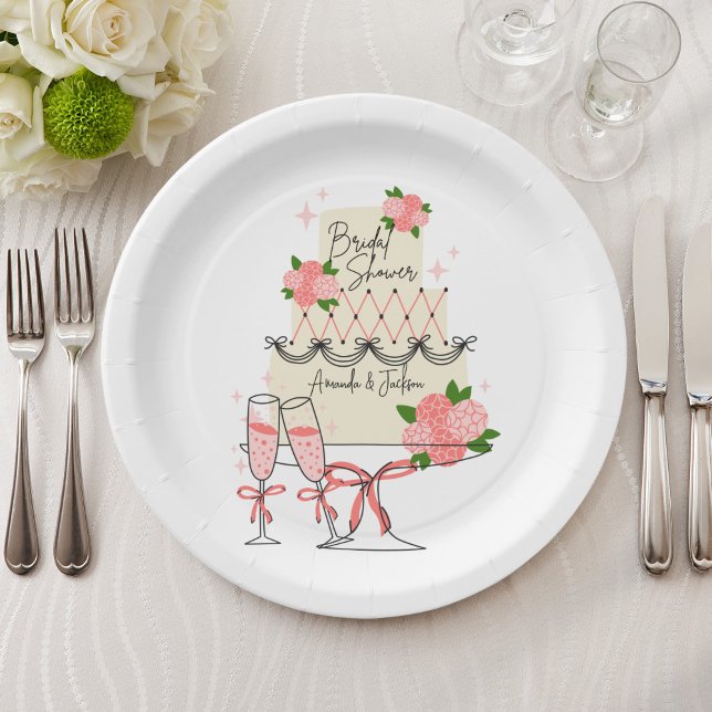 Modern Cake Bridal Shower Paper Plate (Creator Uploaded)
