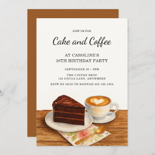 Modern Cake & Coffee 30th Adult Birthday Party Invitation