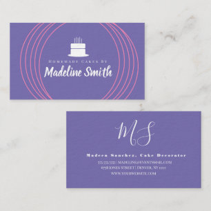 Modern Cake Logo Homemade Bakery Branding Purple Business Card