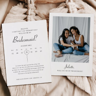 Modern Calendar Bridesmaid Proposal Photo Card