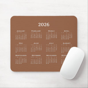 Modern calendar brown minimalist mouse mat