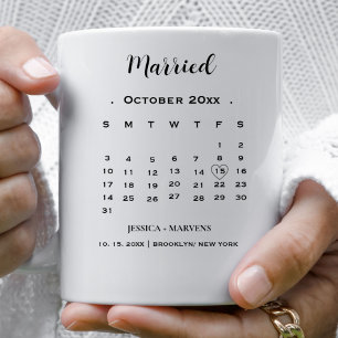 Modern calendar nonphoto Wedding Married date Coffee Mug
