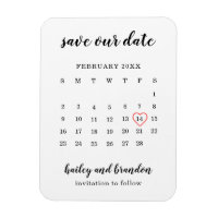 Modern Calendar Red Heart Wedding Save the Date
