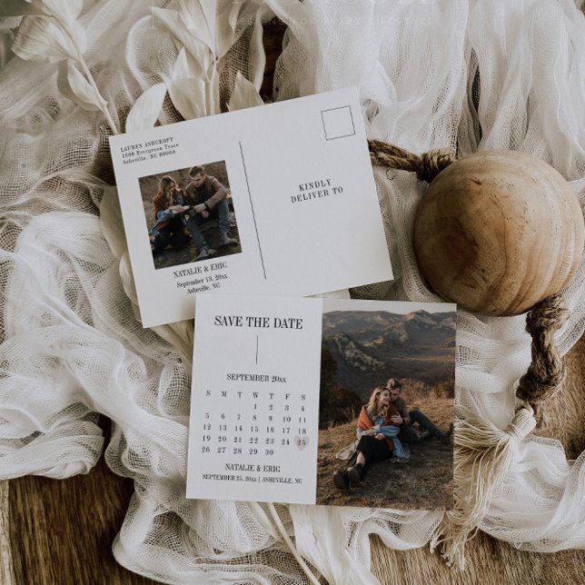 Modern Calendar Save The Date Photo Postcard (Creator Uploaded)