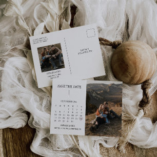 Modern Calendar Save The Date Photo Postcard