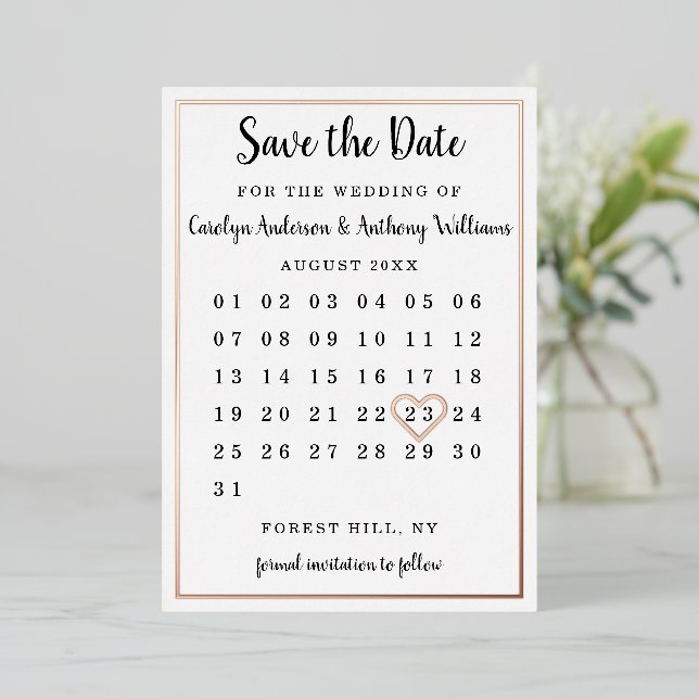 Modern Calendar Save The Date Real Foil (Standing Front)