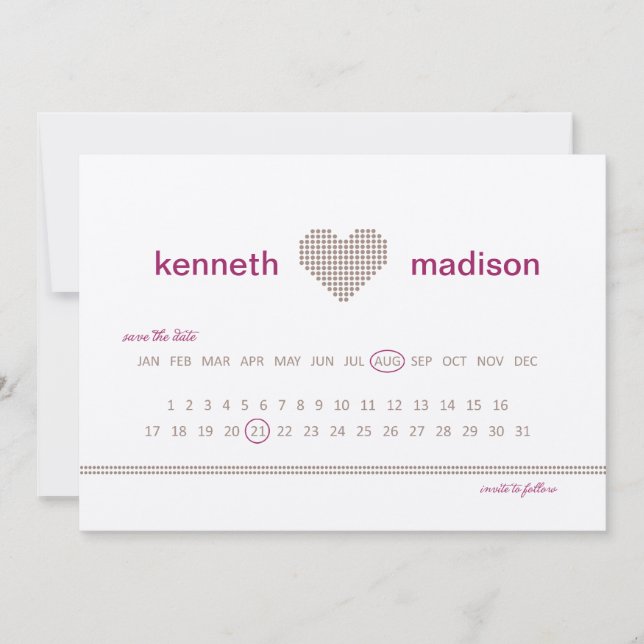 Modern Calender Moveable Marker Save the Date Card (Front)