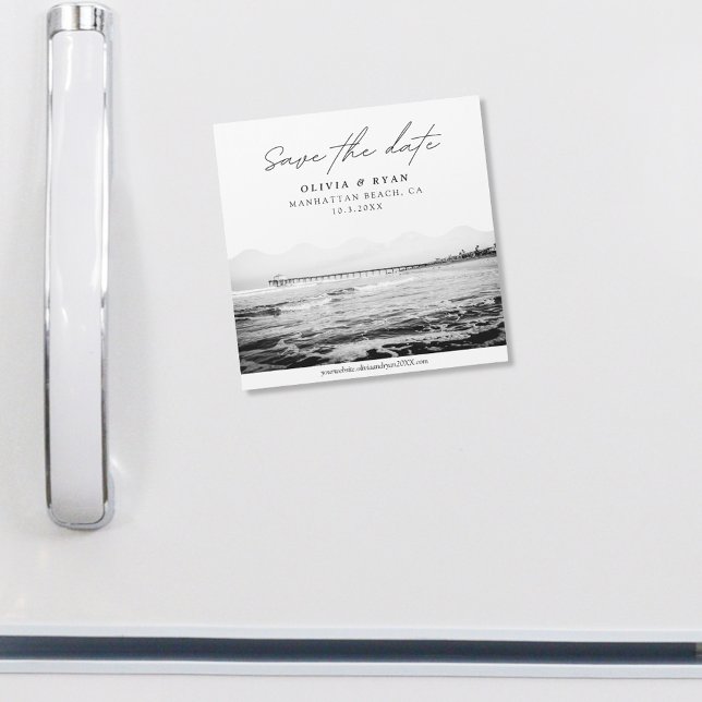 Modern California Beach Save the Date Magnet (Manhattan Beach Save the Date Magnet)