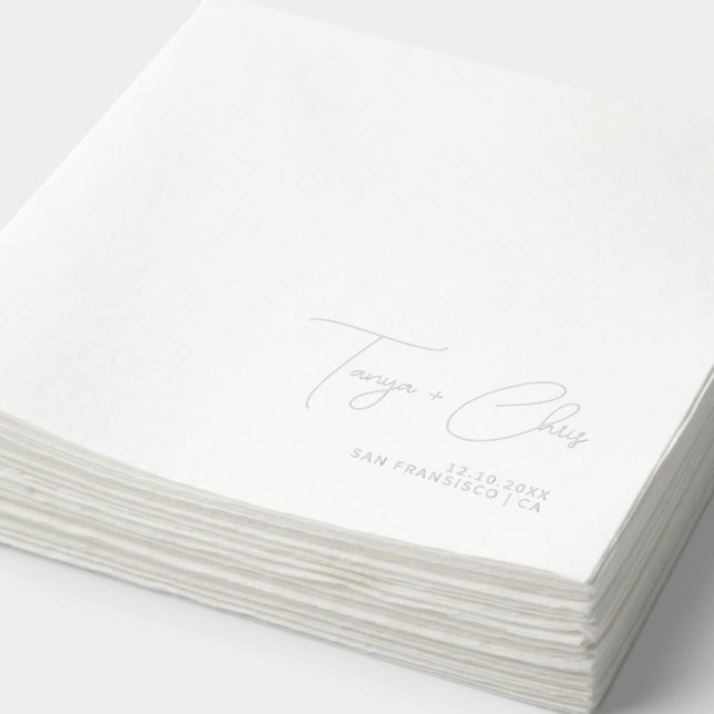 Modern Caligraphy Minimalist Wedding Bridal Foil Napkins (Detail)
