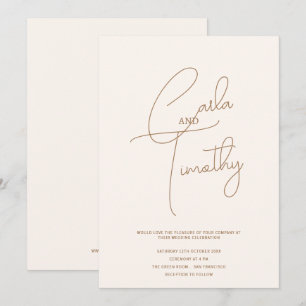 Modern Caligraphy Script Red Pink Wedding Invitation