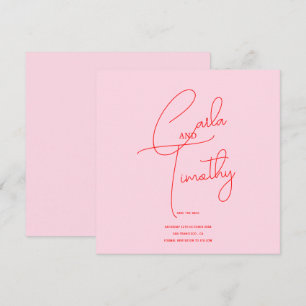 Modern Caligraphy Script Red Pink Wedding Save The Date