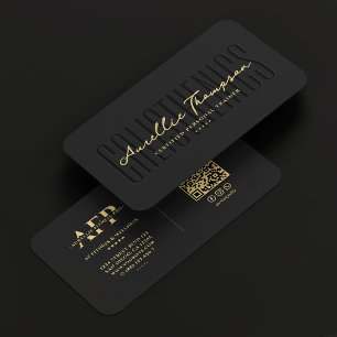 Modern Calisthenics Personal Trainer Elegant Black Business Card