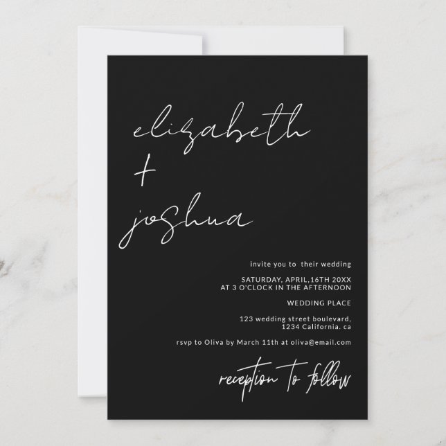 Modern Calligr Minimalist Wedding Invitation (Front)