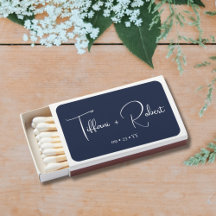 Modern Calligrahy Navy Blue Wedding