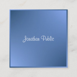 Modern Calligraphed Script Name Blue Template Square Business Card