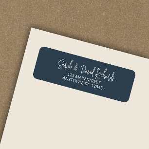 Modern Calligraphic Indigo Blue Return Address