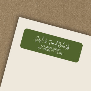 Modern Calligraphic Olive Green Return Address