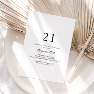 Modern Calligraphy 21st Birthday Party Invitation