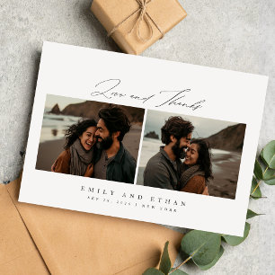 Modern Calligraphy 2 Photo Wedding Thank You Card