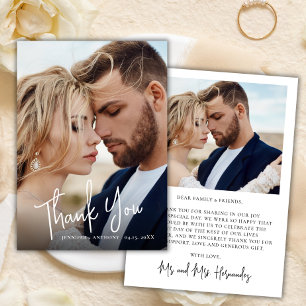 Modern Calligraphy 2 Photo Wedding Thank You Card