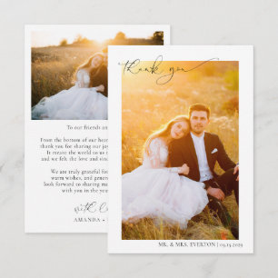 Modern Calligraphy 2 Photo Wedding Thank You Card