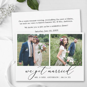 Modern Calligraphy 2 Photos Wedding After Party Announcement