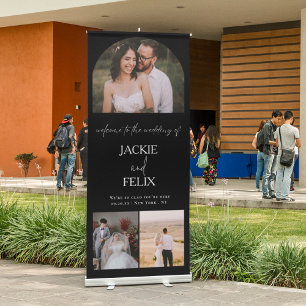 Modern Calligraphy 3 Custom Photo Wedding Retractable Banner