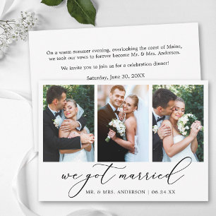 Modern Calligraphy 3 Photo Wedding After Party Announcement