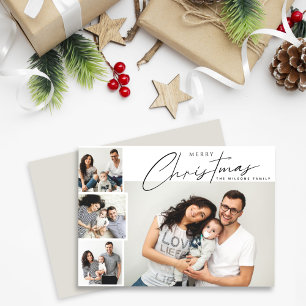Modern calligraphy 4 Photo parents and baby Holiday Card