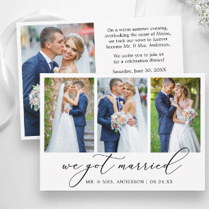 Modern Calligraphy 4 Photo Wedding After Party Announcement