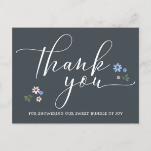 Modern Calligraphy Baby Shower Thank You Postcard