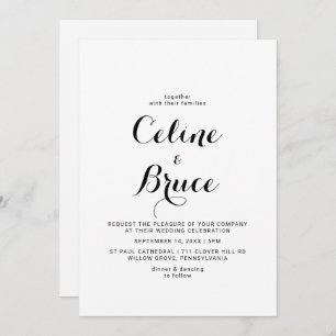 Modern Calligraphy Back and Front Wedding  Invitation