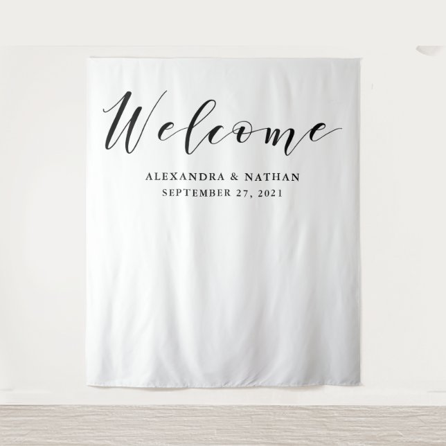 Modern Calligraphy Backdrop | Photo Booth Prop Tapestry (Front)