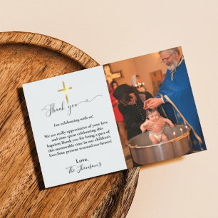 Modern calligraphy baptism thank you card