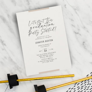 Modern Calligraphy Beige Graduation Party Invitation