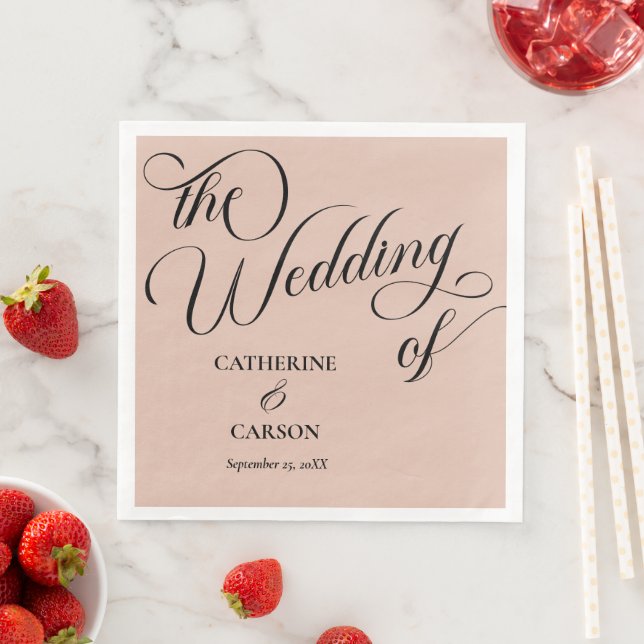 Modern Calligraphy Beige Wedding  Napkin (Insitu)