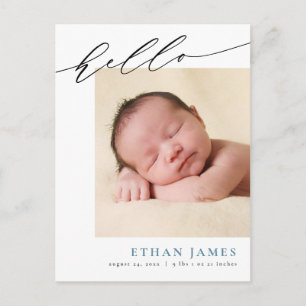 Modern Calligraphy Birth Announcement Postcard