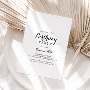 Modern Calligraphy Birthday Party Invitation