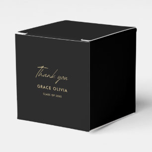 Modern Calligraphy Black and Gold Graduation Favour Box