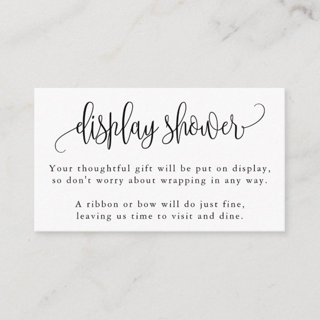 Modern Calligraphy Black and White Display Shower Enclosure Card (Front)