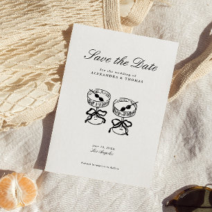 Modern Calligraphy Black and White Save the Date Invitation