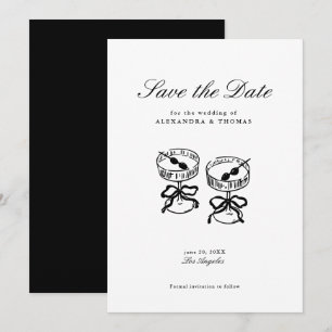 Modern Calligraphy Black and White Save the Date Invitation