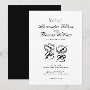 Modern Calligraphy Black and White Wedding Invitation