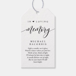 Modern Calligraphy, Black Font, Funeral Candle Gift Tags