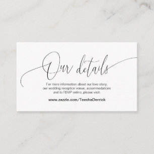 Modern Calligraphy, Black Font, Wedding Details E Enclosure Card