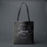 Modern calligraphy black Mother of the Bride Tote Bag<br><div class="desc">A timeless and elegant mother of the bride gift tote bag featuring refined calligraphy script on a classic background,  perfect for a formal and sophisticated wedding celebration. For customisation or additional products featuring this design,  please feel free to contact me.</div>