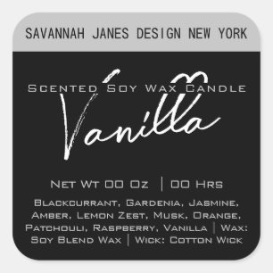 Modern Calligraphy Black & White Candle Labels