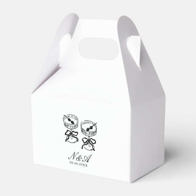 Modern Calligraphy Black & White Wedding Favour Box (Front Side)